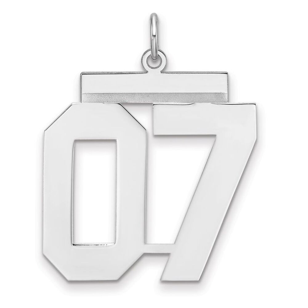 Sterling Silver, Athletic Collection, XL Polished Number 07 Pendant